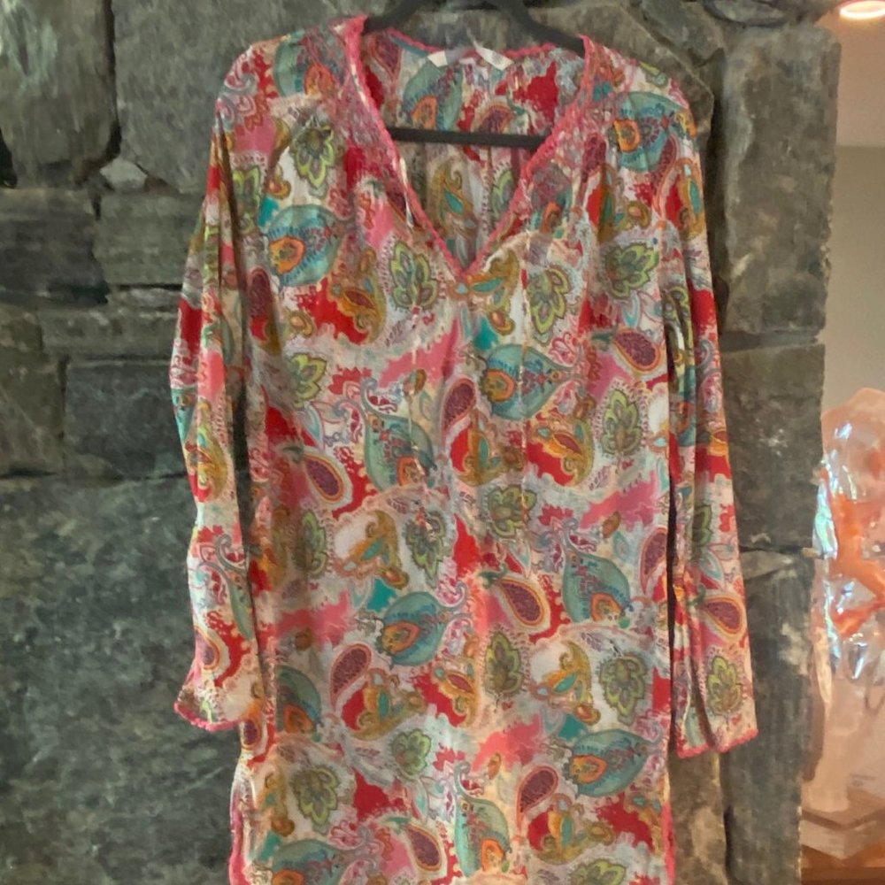 Athleta Multicolor Paisley Swim Coverup medium